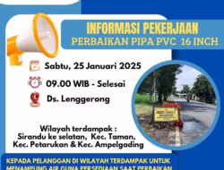 Distribusi Air Terganggu, Perumda Tirta Mulia Perbaiki Pipa di Desa Lenggerong